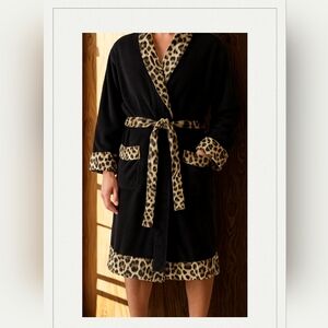 Dolce & Gabbana Black Robe with Animal Print Accents
